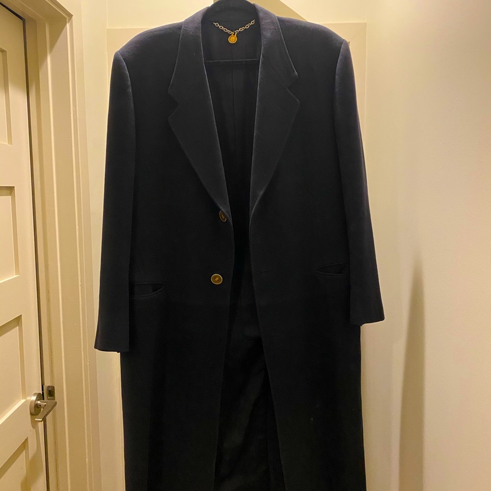 Brand:GianniVersaceLongCoat, Size:XL, Color:Black